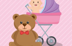 baby shower card with little girl vector illustration design