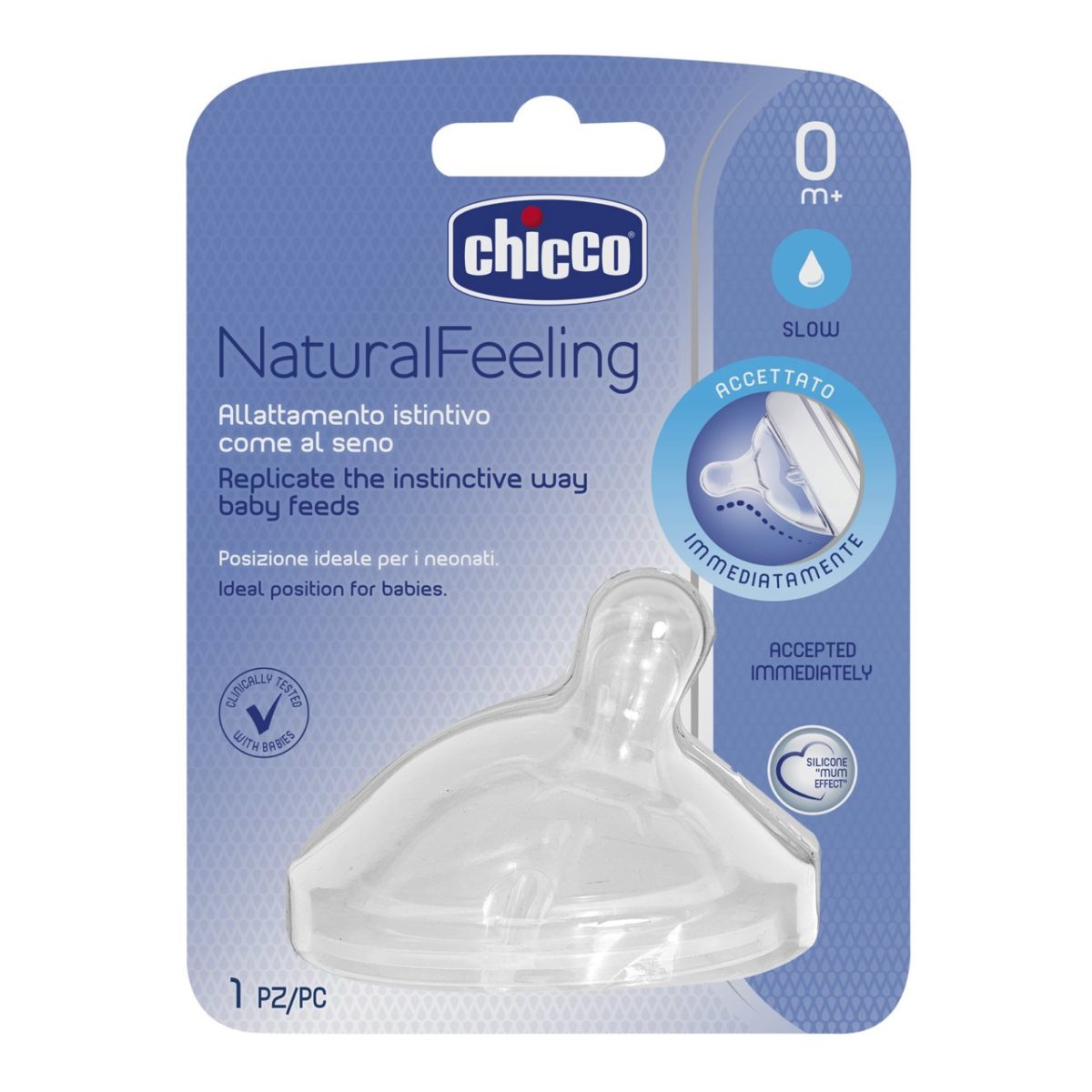 سر شیشه شیر تک قطره نوزاد چیکو Chicco مدل Natural Feeling