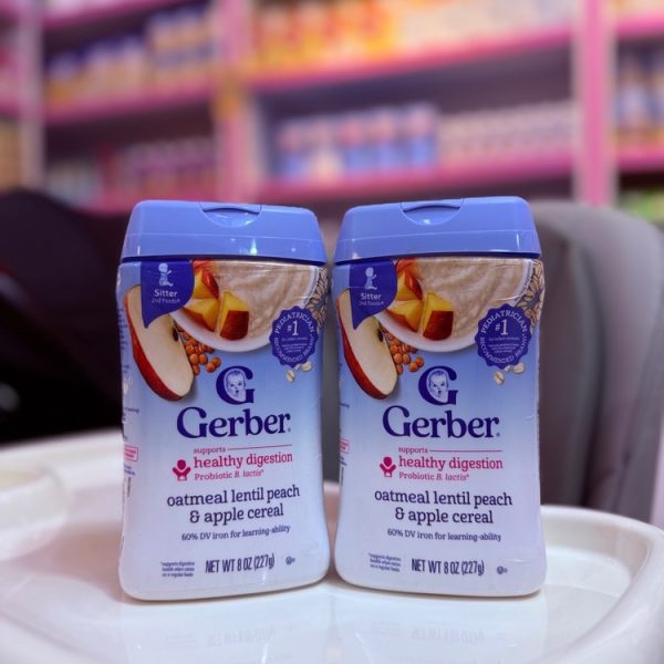 سرلاک پروبیوتیک جو دوسر عدس سیب هلو گربر Gerber مناسب 6+ماه