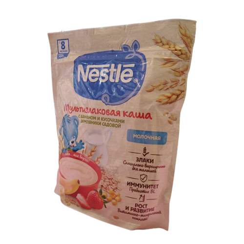 سرلاک چند غله موز توت فرنگی با شیر نستله Nestle مناسب 8+ ماه