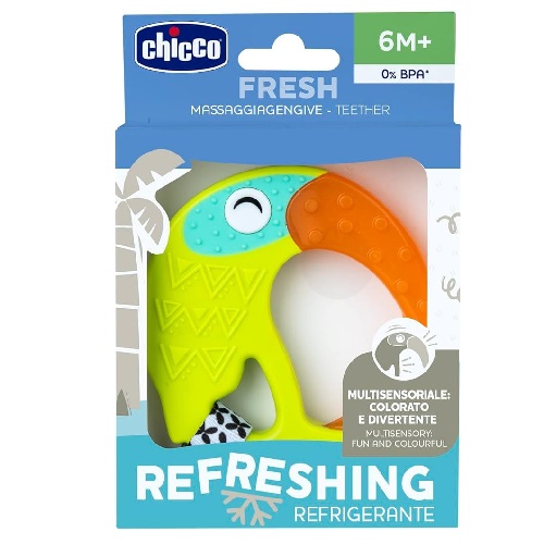 دندان گیر کودک چیکو Chicco مدل فرش Fresh طرح طوطی سبز مناسب 6+ ماه